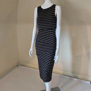 Bailey 44 black/beige striped tiered sheath dress Size S